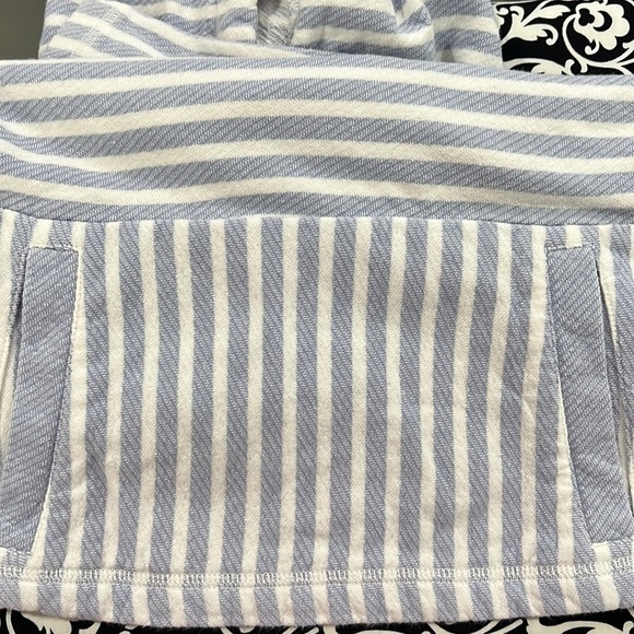 JCrew periwinkle, and white striped hoodie - Picture 6 of 9